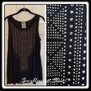 NWT VOCAL black tank with studs and rhinestones size S or L